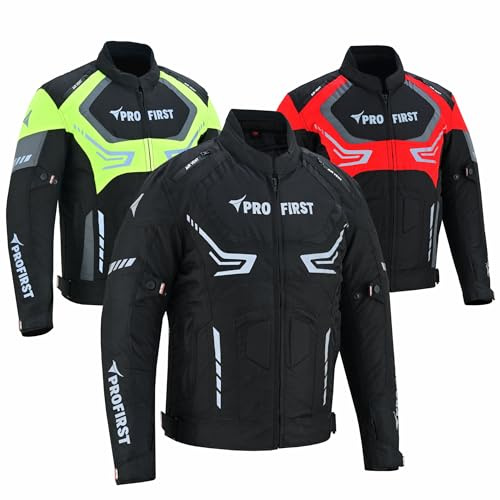 PROFIRST Motorbike Men’s Riding Jacket Motorcycle Jacket for Men Waterproof Protective Biker Jacket CE Armored Protection (UK, Alpha, M, Regular, Regular, Black)