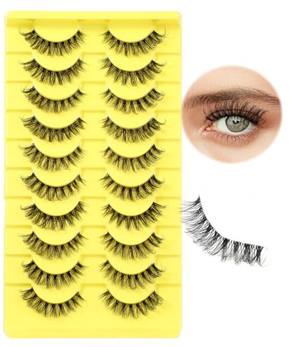 LLOUSSAK 10 Paar 3D Falsche Wimpern,Selbstklebende Wimpern,Schlanke Falsche Cat-Eyewimpern,Wiederverwendbare für Schönheitssalons Make-up-Liebhaber