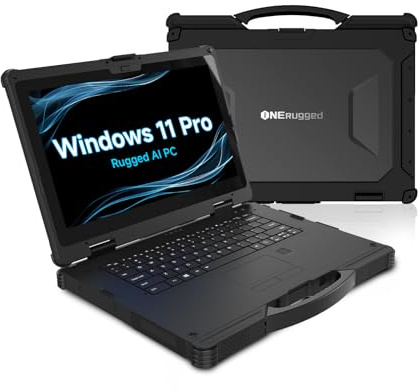 ONRugged 14 N14M Rugged Laptop Outdoor Notebook, Intel Ultra 5 125H, Win 11 Pro, 32GB RAM 256GB Dual-SSD, 1000 Nits Display, IP65, Dual-Akku, WiFi 6, für Baustelle, Industrie & Handwerk