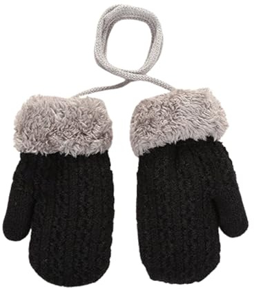 Kinder Winter Strickhandschuhe Warme Verdicken Baby Fäustlinge mit Schlüsselband 1-4Jahre Jungen Mädchen Doppelt Wolle Skihandschuhe Einfarbige Stretch Handschuhe für Fahrrad Skifahren Außenaktivität