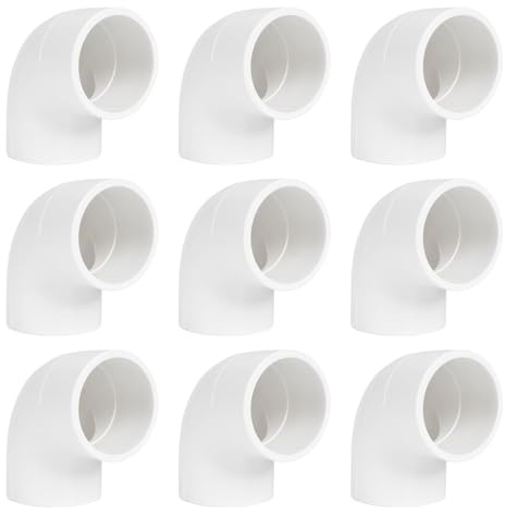9 Pack 1-1/2 PVC 90 Degree Elbow Pipe Fittings (Socket x Socket), 2 Way Right Angle Adapter Coupling Schedule 40, 1-1/2 inch PVC Pipe Corner Connector DIY, White SCH 40