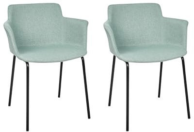Conjunto de 2 sillas de Comedor Elegantes tapicería de poliéster Patas de Metal Negras Muebles de Comedor Verde Menta Belfield