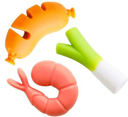 CATIEBYE 3pcs Silicone Pot Lid Lifter and Spill Stopper Tool Sausage Shrimp and Onion Shapes for Heat Dissipation and Cooking Optimization