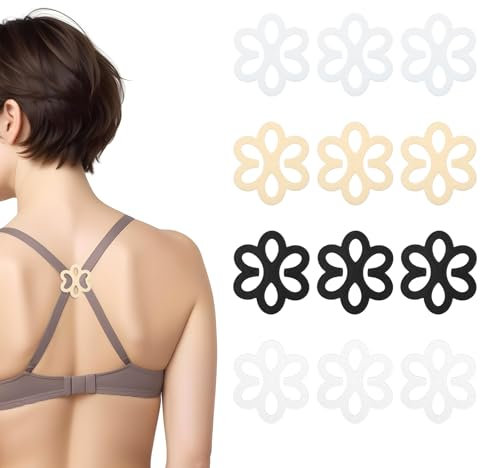 12PCS Bra Strap Holder Clips for Racerback, Bra Strap Clips, Anti-Slip Bra Straps Holder for Back for Women Cross Back Convertors Adjustable Bra Straps for Conceal Straps and Cleavage Control, Style 2