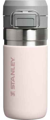 STANLEY Quick Flip Botella Agua Acero Inoxidable 0.47L - Cantimplora Mantiene Frío 7 Horas - Anti-Fugas - Water Bottle Sin BPA - Compatible con Portavasos - Apta Para Lavavajillas - Rose Quartz