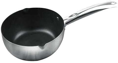 Stainless Steel Saucepan Nonstick Japanese Sauce Pan with Pour Spouts Multi Functional Design for Cooking Soup Noodles Congee Hot Milk 500g (18cm)
