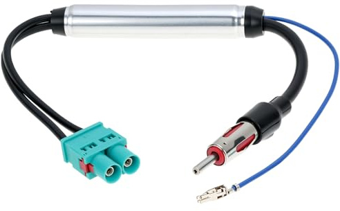 QWORK® Auto Antenne Signalverstärker, Doppel Fakra auf DIN Stecker Adapter, Autoradio Signalverstärker, Kompatibel mit VW Touareg, Porsche Cayenne