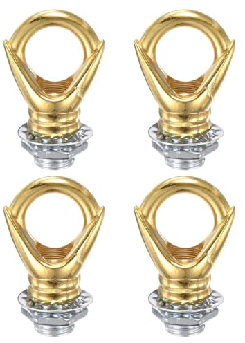M METERXITY 4 Pack Light Fixture Hooks Ring Nuts,5kg Max Load 13mm ID M10 Thread Closed Loop Hooks for Pendant Lights/Lanterns/Outdoor/Indoor Decor,Zinc Alloy Chandelier Parts[Gold]