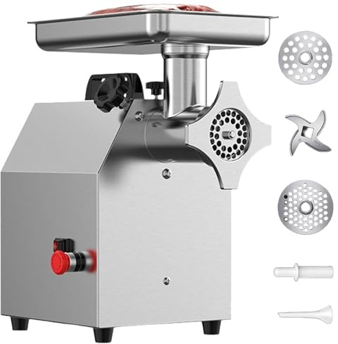 Electric Meat Grinder 850W, Commercial/Home Multifunctional Food Mincer Machine, Stainless Steel with Knife Head, Sausage Tube, 120Kg/hr for Home & Commercial Use