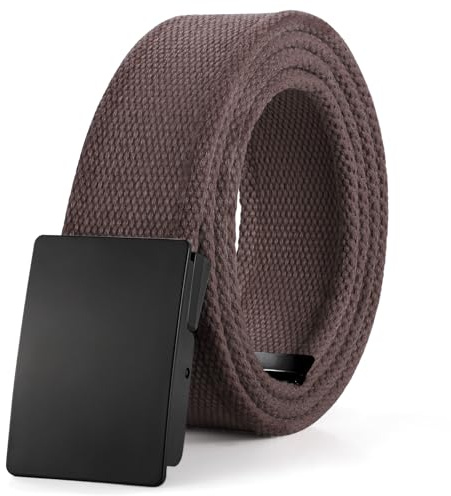 WHIPPY Herren Nylon Canvas Arbeitsgürtel Verstellbar Stoffgürtel Unisex Web Gürtel mit Metallschnalle, Kaffee, 120cm