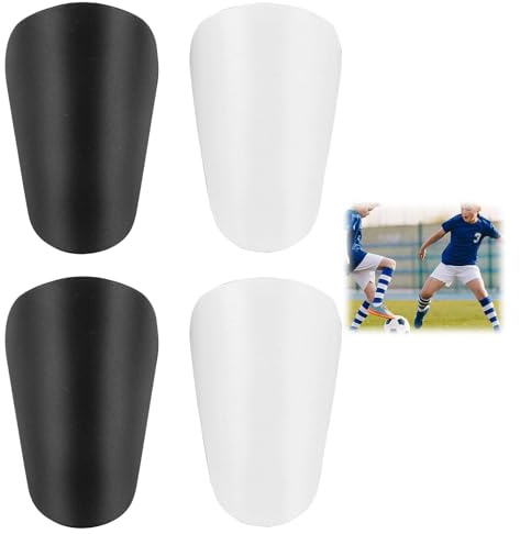 4 Pcs Petit Protege Tibia Foot pour Enfants, S Mini Football Shin Pads 6 x 10 cm, Léger et Confortable, Protege Tibia Foot pour Garçons et Filles, Protection pour Football et Entraînement Noir & Blan