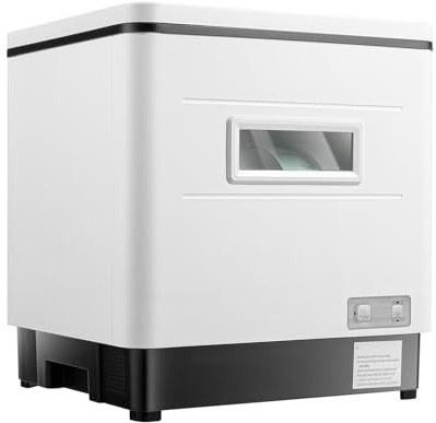 HUOMMGS 800 W mini diskmaskin 6 mått bordsdiskmaskin 220 V uppgradering bordsdiskmaskin med slang, diskställ fristående camping diskmaskin för sovsalar, husbilar