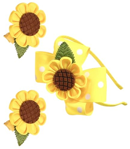 Alasum Leichtes und Bequemes Sonnenblumen Haarband und Süße Haarspange für Mädchen aus Metall und Gewebe im 1 Satz für Geburtstag und Maskerade