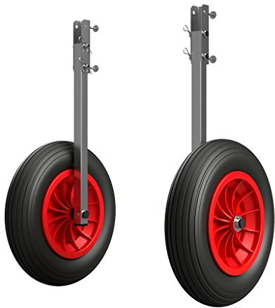 SUPROD Coppia Ruote di Poppa Ruote di Lancio per gommoni Pieghevole Acciaio Inox ET350-LU, Nero/Rosso