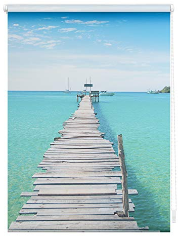 Lichtblick Klemmfix Verdunklungs-Rollo mit Motiv, ohne Bohren, Blickdicht, Seitenzugrollo, Made in Germany, EL Mar - Blau 45 cm x 150 cm (B x L)