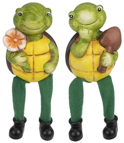 Ideas con figuras decorativas de corazón con patas de suspensión, primavera y Pascua, asiento de cantos, 18 cm (tortuga)