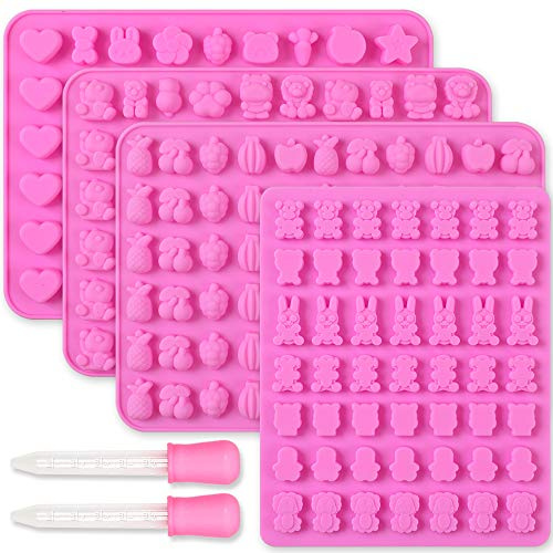 Cozihom Diverse Animal & Fruit Silicone Chocolate Candy Making Moulds, Gummy Mould, Food Grade Silicone, 4 Pcs