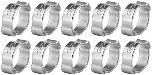 10pcs Clips de Tuyau, Collier de Tuyau à Deux Oreilles en Acier Inoxydable Plaqué Zinc 5-23mm pour Tube de Tuyau d'essence Fule(13-15Mm)