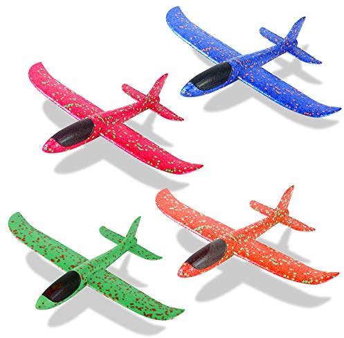 Sinwind 4 Stück 35cm Segelflugzeug, Flugzeug Spielzeug Kinder Schaum Segelflugzeug, Manuelles Wurfspiel, Spaß, Herausforderung, Modell Schaum Flugzeug, Geburtstagsgeschenk, Jungengeschenk