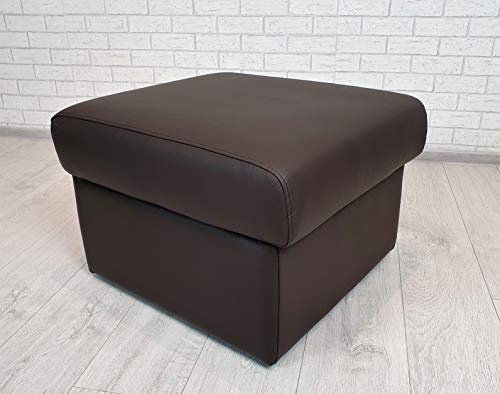 Quattro Meble Dunkelbraunes Echtleder Hocker aufklappbar mit Stauraum Sitzhocker Rindsleder Sitzwürfel Polsterhocker 60x55 Fußhocker Echt Leder MDR Dark Brown Puff