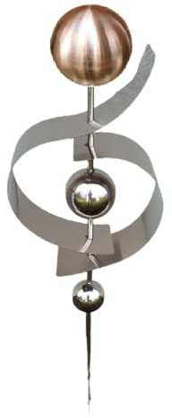 Jürgen Bocker Garten-Ambiente Gartenstecker Skulptur Jupiter 100 cm aus Edelstahl matt gebürstet mit obere Kugel Edelstahl Golden Rose matt gebürstet