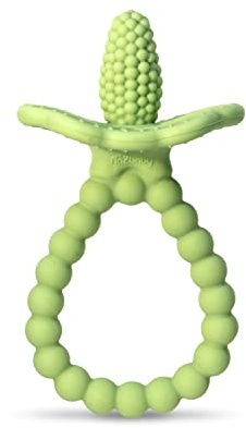 RaZbaby RaZberry Plus Baby Teether – Easy-to-Hold Toy for Front & Back Teething Relief, BerryBumps Texture for Sensory Development, Soothes Sore Gums, BPA-Free, Great Gift for Babies 3M+ – Green
