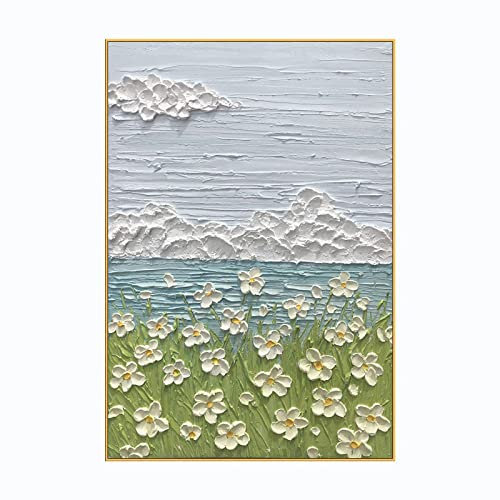 tymhrs Acrylbild,Goldfolien-Pfingstrosen-Blumen-Ölgemälde-100% Gemälde, Handgemaltes Blumen-Ö