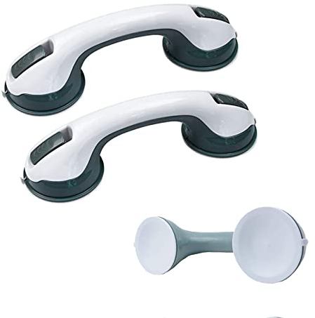 Aufun 2 Stück Haltegriffe mit Saugnapf, Haltegriff aus Kunststoff, Badewannengriff, rutschfester Griff, Duschgriffe für Bad und WC, geeignet für Senioren und Kinder, kein Bohren erforderlich