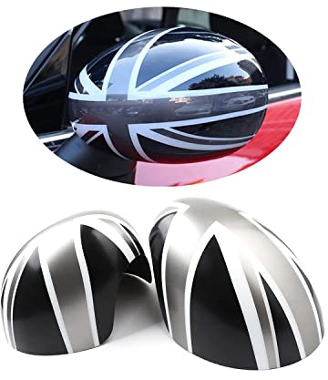 MINI R55-R61 Union Jack Mirror Caps, Wing Mirror Cover caps for Mini Cooper One/S/JCW R Series R55 R56 R57 R58 R59 R60 R61(For Manual Folding Mirror, Union Jack Gray)