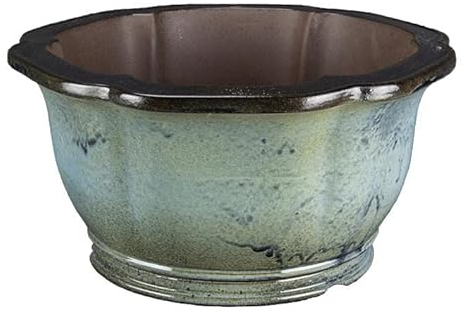 Runde Bonsaischale aus blau-blau glasiertem Steinzeug 27,5 x 27,5 x 14 cm - TY148c