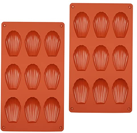 burkfeeg 2 Pezzi Stampi per Madeleines in Silicone, Forno Stampo per Madeleine Stampo Madeleine Antiaderente per Torta Cioccolato Gelatina (18 Fori)