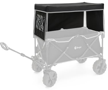 Berger Sonnendach für den Berger Bollerwagen Dach Transportwagen │ Sonnensegel mit Gestänge und Seitenwänden zum Schutz gegen Regen & Sonne│ für Camping oder Kindertransport bei Wind & Wetter, schwarz