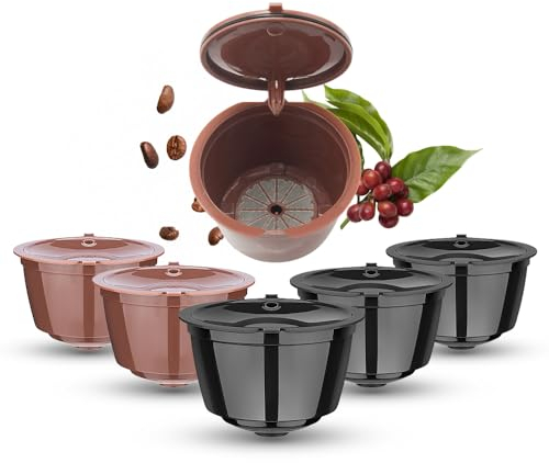 6 pezzi capsula di riutilizzabile per macchina da DOLCE GUSTO, HAILASRE capsule di caffè ricaricabili cialde di caffè riutilizzabili filtro per macchina da DolceGusto, 3nero+3marrone