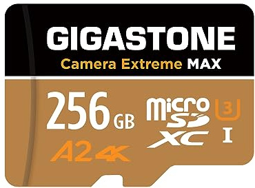 [5 Jahre kostenlose Datenwiederherstellung] GIGASTONE 256GB Micro SD Karte, Kamera Extreme MAX, bis zu 180/150 MB/s, MicroSDXC-Speicherkarte für DJI, Gopro, Insta360, Dashcam, 4K Video, UHS-I A2 V30