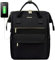 LOVEVOOK Laptop Backpack Womens, 17 Inch School Bags Waterproof Computer Rucksack with USB Port for Ladies Teacher Nurse Back Pack for Work Travel College Business, Black