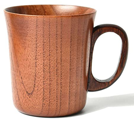 ASIORI Beer Mugs Set,Japanese Jujube Wood Mug with Handle, Personality Drinkware Cup for Coffee/Beverage,Vintage Wooden Mugs for Beer Coffee Drinks Milk Etc-9 * 9cm-300-400ml
