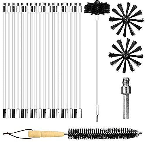 Simpls 22 STÜCKE Schornstein Reinigung BüRste, Kanal Reinigung Set mit 18 Nylon StäBen, für Kamin/Trockner EntlüFtung/Abwasser Rohr/Abzug Haube