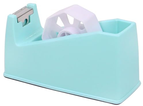QILIMA Dispenser per nastro adesivo da scrivania, con zavorra antiscivolo, colore verde macaron (adatto per nucleo da 2,5 cm e 7,6 cm)