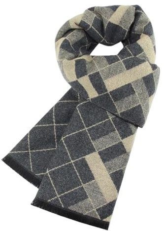 Aoleaky Klassische Plaid Männer Schals Winter Warm Kaschmir Weichen Schal Für Männer Business Halstuch Schwarz Grau Seidenschals MK-23 One Size