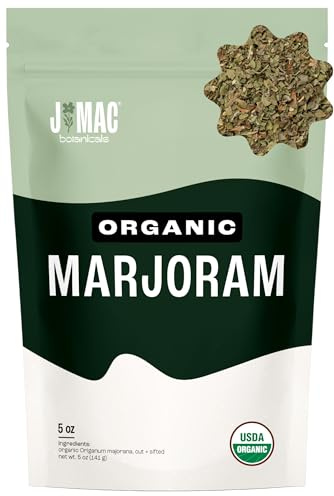 J Mac Botanicals Organic Marjoram (5 oz), dried herb, great for cooking and herbal tea