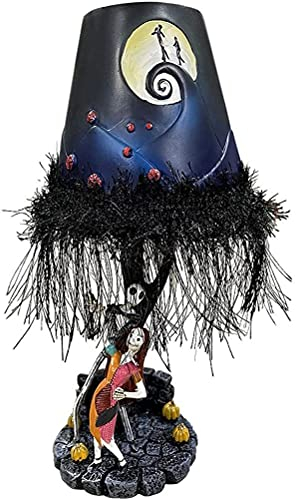 Lámpara De Mesa De Halloween Decoración De Escritorio Iluminar LED Luz De Luna Lámpara De Mesa Figura Borla Modelo De Resina Juguete Iluminar LED La Pesadilla Antes De Navidad, (A)