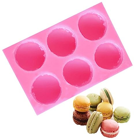LABRIMP Moule à Gâteau Macaron En Silicone 6 Cavités, Moule De Cuisson En Silicone Rose, Résistant à La Chaleur, Facile à Nettoyer, Pour Pâtisserie Diy, Biscuits, Fondants Et Desserts Festifs