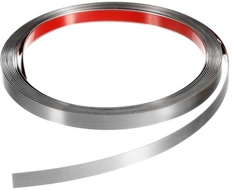 QUARKZMAN Cornice Modanatura Modanatura Stacca Incolla 16.4ft x 0.39 Finitura Autoadesiva Acciaio Inossidabile Spazzolato Striscia Metallico per Parete Soffitto Pavimento Argento