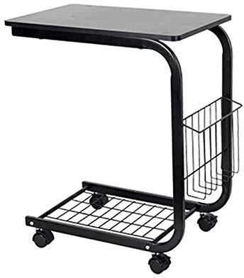 Mobiler Überbett-Computertisch, Betttablett, Betttisch, Laptoptisch mit Rollen, Seitenkorb, für Schlafzimmer, Wohnzimmer, Sofatisch mit Rollen über dem Bett