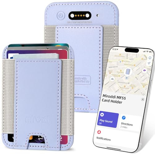 Miroddi Kreditkartenetui mit Find My, Premium Leder Kleine Geldbörse für Damen, RFID Blocking Slim Card Wallet für Damen Herren, Minimalistische Business Credit Card Wallet, Hält bis zu 14 Karten,