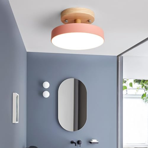 YLTLINK Lámpara de techo LED circular, lámpara de techo de ahorro de energía instalada incrustada de 18cm 12w,Iluminación tricolor, Lámpara LED moderna,adecuada para habitaciones infantiles(rosa)