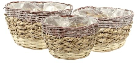 Decpero Pflanzkorb Weide I 3er-Set I rund I Ø16cm+Ø21cm+Ø26cm I Natur Erika