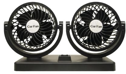 NIHUIFA Portable Car Fan Coolers USB Auto Air Circulators with Double Fans 360 Degree Rotatable Dashboard Ventilator for Vehicle