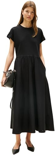 Tommy Hilfiger Donna Abito a T-Shirt Modern Cody Midi Mix Fit & Flare, Nero (Black), XXXL