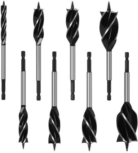 8 Stücke Holzbohrer Set, Spiralbohrer Schnellschnitt aus Kohlenstoffstahl Holzbearbeitungsbohrer, Zubehör für Elektrowerkzeuge, 10 mm/16 mm/18 mm/20 mm/22 mm/25 mm/32 mm/35 mm (Durchschnittsgröße)